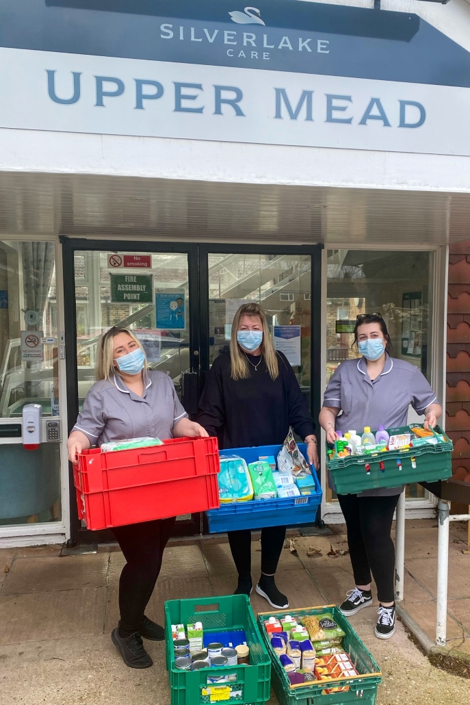 Some of the team from Upper Mead Care Home in Henfield with the home's donations for the local Ukrainian conflict collection.